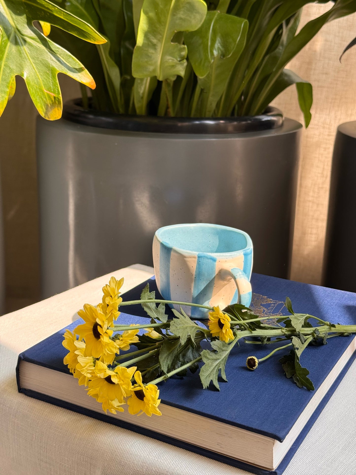 Blue striped mug