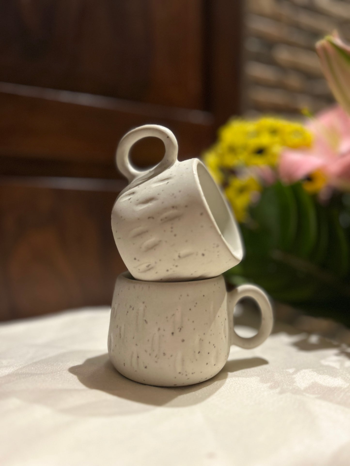 Grey speckled mug