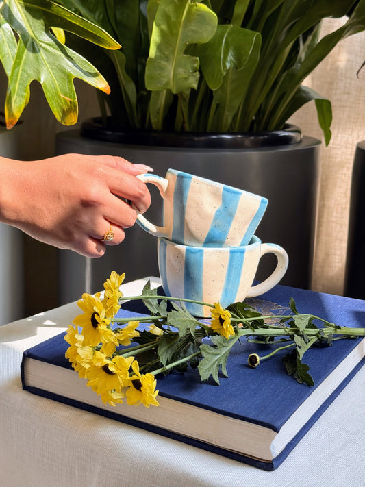 Blue striped mug
